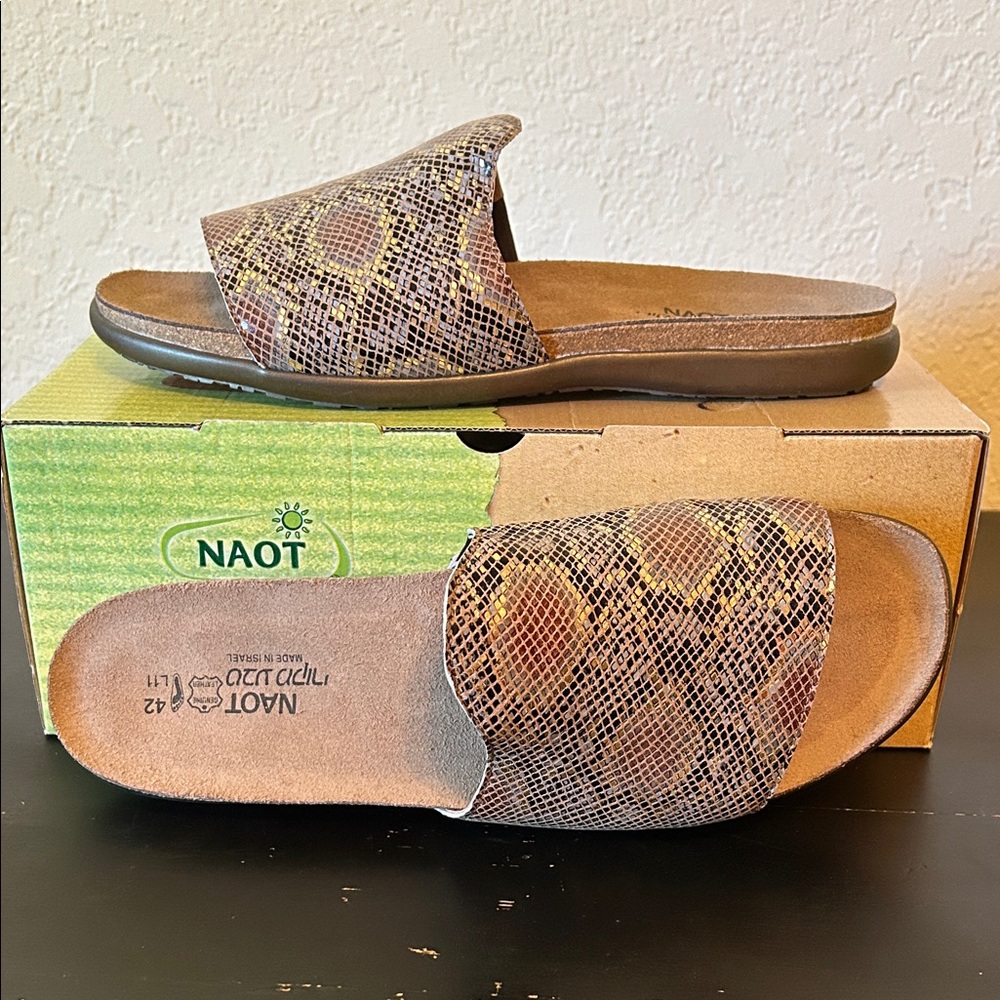 Naot Skylar Golden Python Sandal - image 1